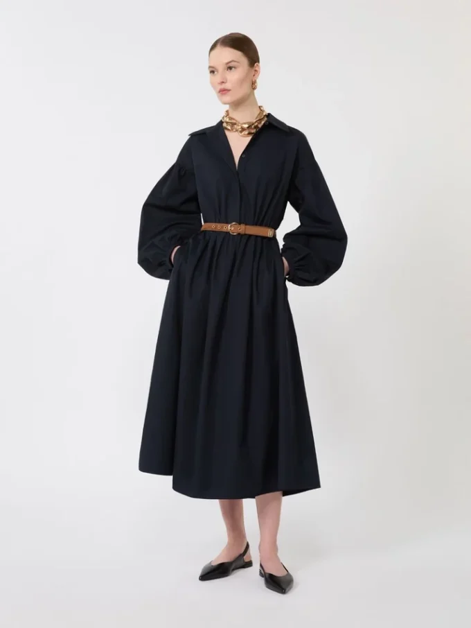 Abito a camicia in cotone, blu navy