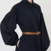 Abito a camicia in cotone, blu navy