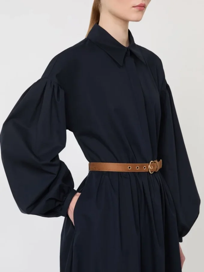 Abito a camicia in cotone, blu navy