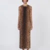 Abito aderente in jersey di tulle, sfumato beige Abito aderente in jersey di tulle, sfumato beige
