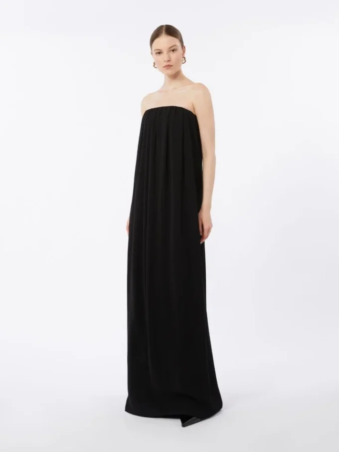 Abito bustier in cady, nero
