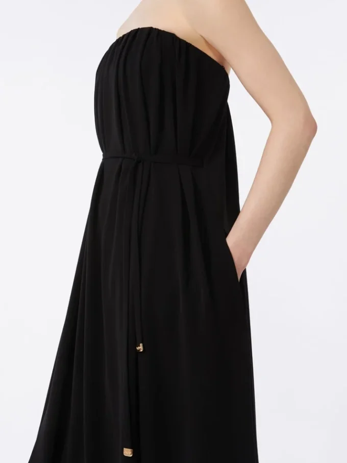 Abito bustier in cady, nero