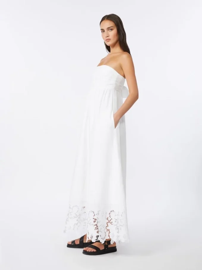 Abito bustier in tela di lino, bianco Abito bustier in tela di lino, bianco