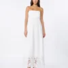 Abito bustier in tela di lino, bianco Abito bustier in tela di lino, bianco