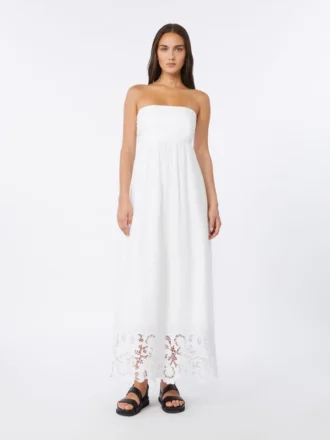 Abito bustier in tela di lino, bianco