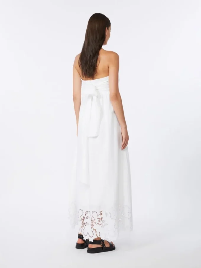 Abito bustier in tela di lino, bianco Abito bustier in tela di lino, bianco