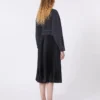 Abito camicia in denim e raso, nero