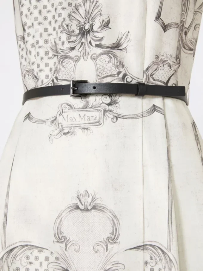 Abito camicia in mikado stampato, avorio