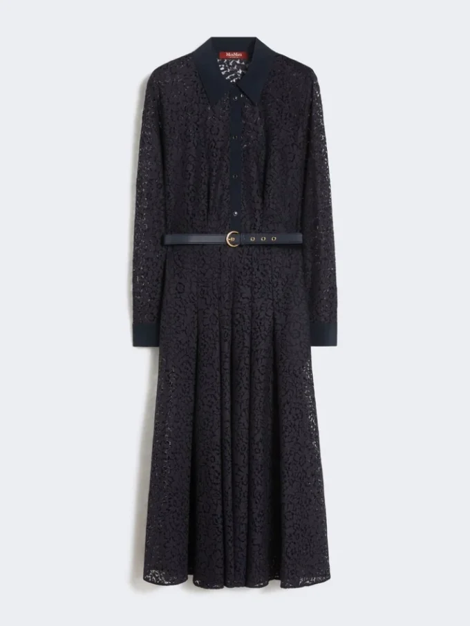 Abito camicia in pizzo, blu navy