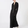 Abito camicia in seta elasticizzata, nero