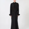 Abito camicia in seta elasticizzata, nero