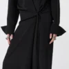 Abito camicia in seta elasticizzata, nero