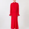 Abito camicia in seta elasticizzata, rosso Abito camicia in seta elasticizzata, rosso