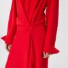 Abito camicia in seta elasticizzata, rosso Abito camicia in seta elasticizzata, rosso