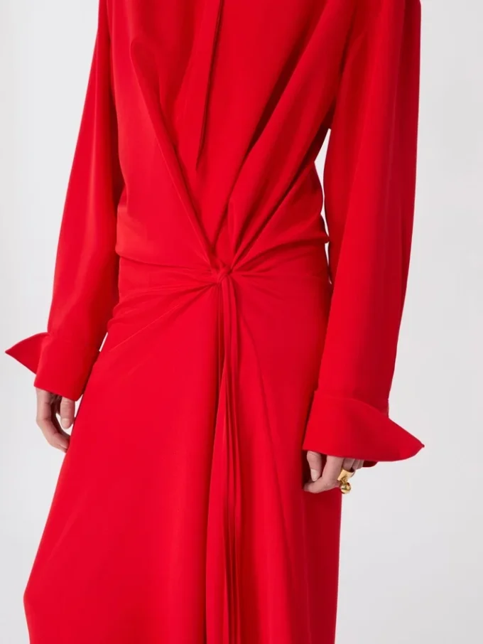 Abito camicia in seta elasticizzata, rosso Abito camicia in seta elasticizzata, rosso