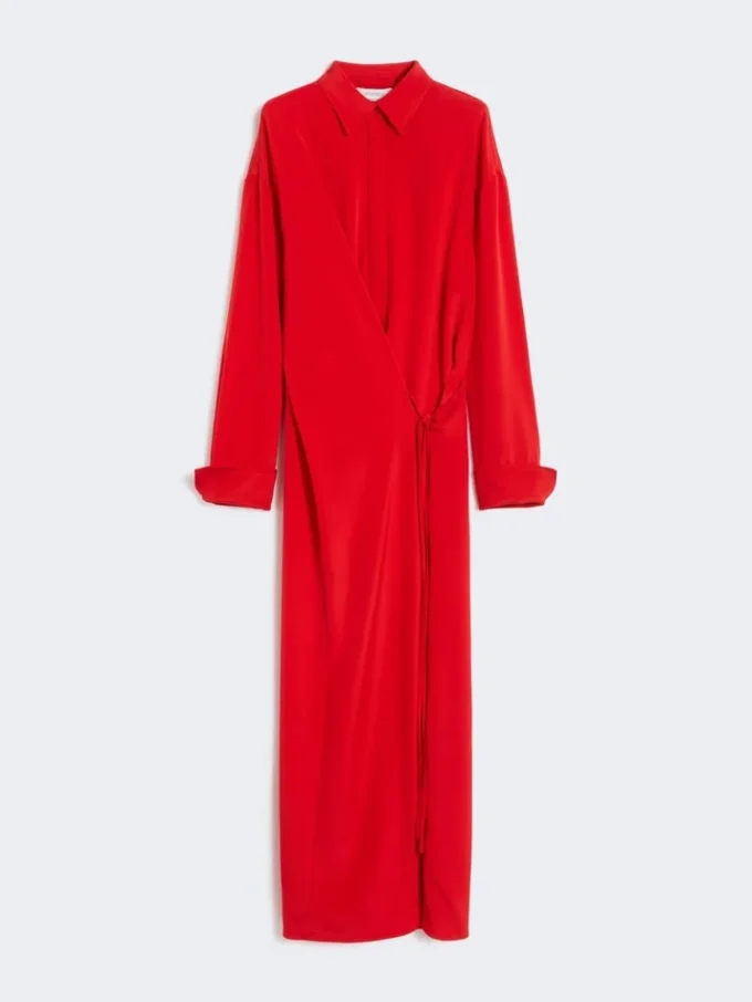 Abito camicia in seta elasticizzata, rosso Abito camicia in seta elasticizzata, rosso