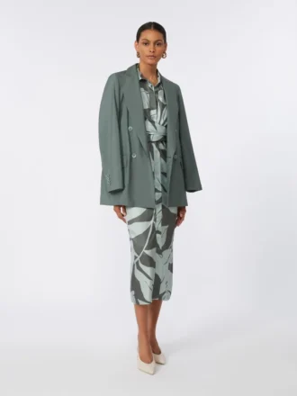 Abito camicia in seta stampata, verde