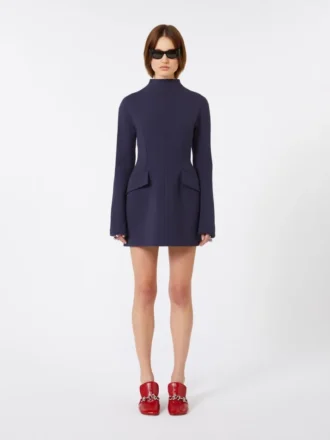 Abito corto e aderente in gabardine, blu notte