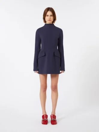 Abito corto e aderente in gabardine, blu notte