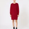 Abito corto in lana, rosso scuro