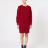 Abito corto in lana, rosso scuro