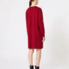Abito corto in lana, rosso scuro