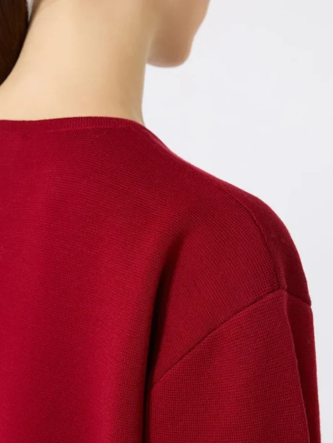 Abito corto in lana, rosso scuro