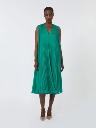 Abito in chiffon plissettato, verde