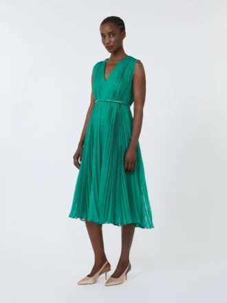 Abito in chiffon plissettato, verde