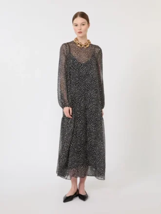 Abito in chiffon stampato, nero