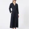 Abito in denim di cotone con cintura, blu oltremare