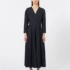 Abito in denim di cotone con cintura, blu oltremare