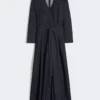 Abito in denim di cotone con cintura, blu oltremare