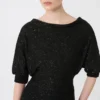 Abito in filato di viscosa con paillettes, nero Abito in filato di viscosa con paillettes, nero