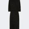 Abito in filato di viscosa con paillettes, nero Abito in filato di viscosa con paillettes, nero