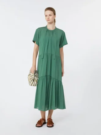 Abito in tela di cotone tecnica, verde
