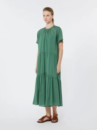 Abito in tela di cotone tecnica, verde