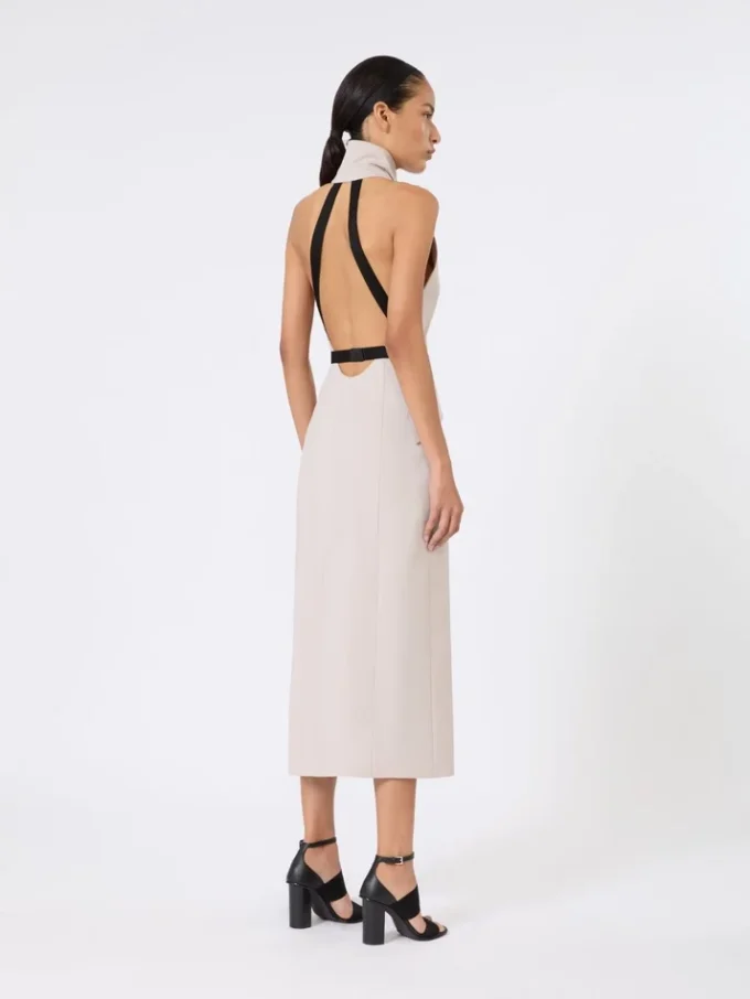 Abito in tela di lana e cotone, beige