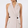 Abito in tela di lana e cotone, beige