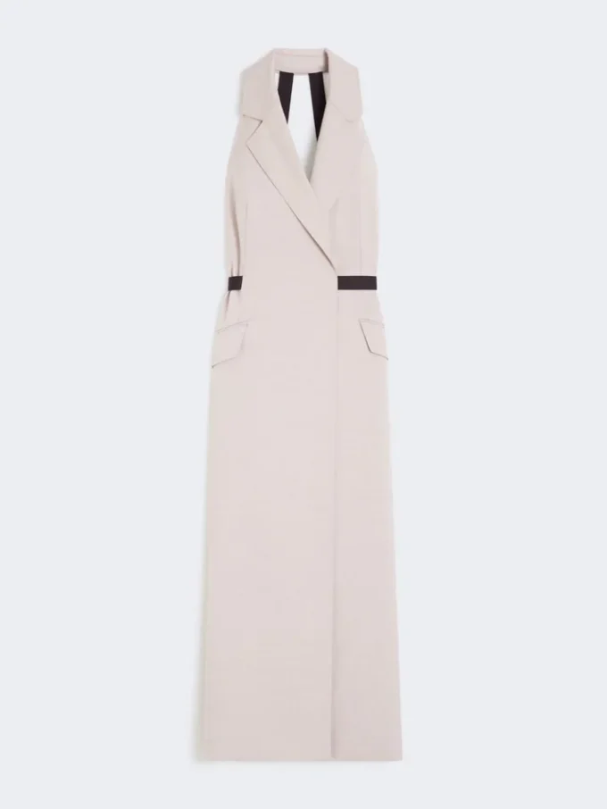 Abito in tela di lana e cotone, beige