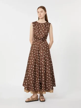 Abito in twill fantasia, marrone