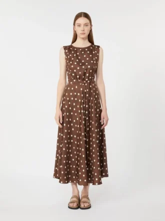 Abito in twill fantasia, marrone
