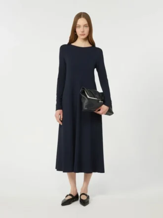 Abito lungo in jersey di viscosa, blu navy