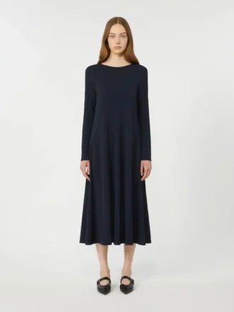 Abito lungo in jersey di viscosa, blu navy