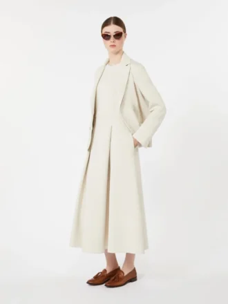 Abito lungo svasato in jersey scuba, beige