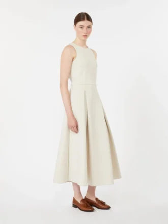 Abito lungo svasato in jersey scuba, beige