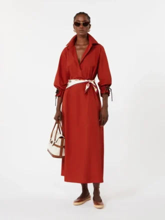 Abito oversize in popeline di cotone, rosso