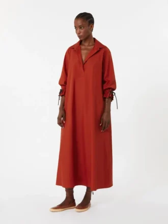 Abito oversize in popeline di cotone, rosso