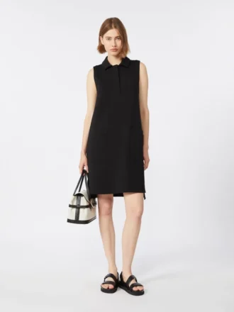 Abito polo in jersey scuba, nero
