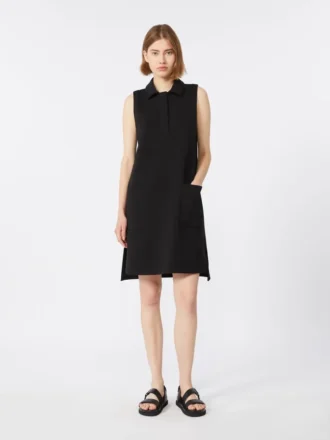 Abito polo in jersey scuba, nero